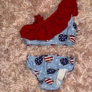 Caden Lane Kids Swim Bikini - Red and Blue